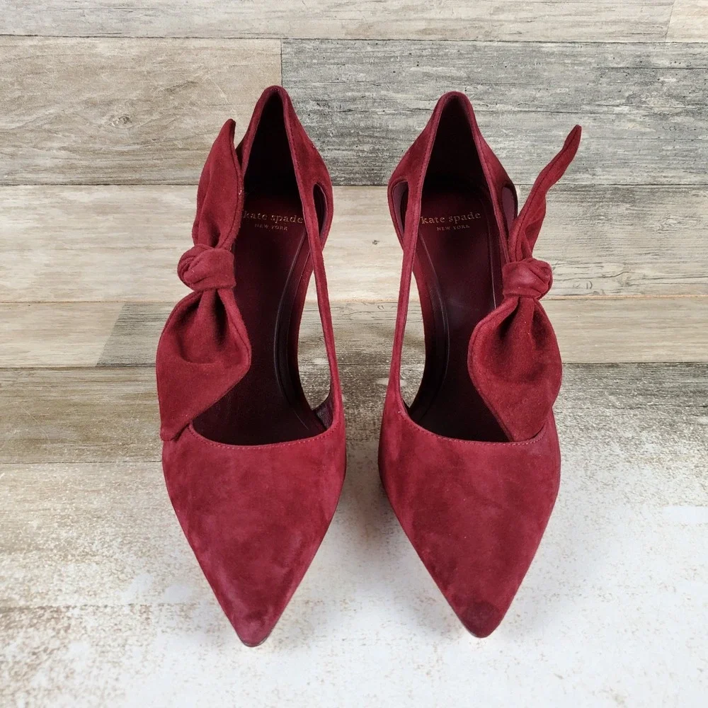 Kate Spade New York Bunnie Womens Pump Sz 8 Medium Dark Merlot Suede Pointed Toe